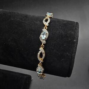 PAJ BB Blue Topaz Tennis Bracelet Lab Created Vintage Costume Jewelry